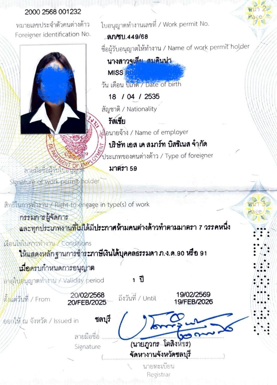 Work Permit пример 1